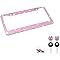 Bling Car License Plate Frame, Handcrafted Crystal Stainless Steel, Sparkly, Durable, Universal Fit, Car Accessories for Girls, Women (Pink)