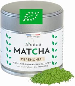 Anatae Marque française - Thé Matcha bio cérémonie japonais - Sans amertume - Poudre de thé vert matcha 100% B