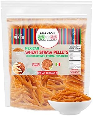 Amantoli - Mexican Wheat Duritos Chicharrones Straw Shape |1Lb (453gr) Snack, Traditional, Crunchy, Delicious | Chicharrones/Fritura De Harina En Forma De Palito Para Freir | Made In Mexico.