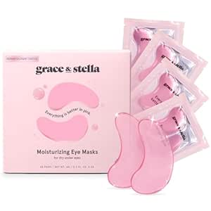 grace &amp; stella Award Winning Under Eye Mask (Pink, 48 Pairs) Reduce Dark Circles, Puffy Eyes, Undereye Bags, Wrinkles - Gel Under Eye Patches - Gifts for Girlfriend - Vegan Cruelty-Free Self Care