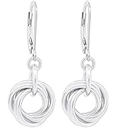 Dainty Dangly Leverback Love Knot Earrings in Argentium Sterling Silver - Simple Circle .925 Ster...