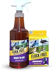 Flock Free Bird Repellent Spray Bundle, Ready to Use Bird Spray 32oz + Concentrate 4oz Refill