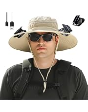 BCVVCCB Sombrero para el Sol al Aire Libre para Hombre, protección UV UPF 50+ con 2 Ventiladores solares, Sombrero Ventilador Solar para Hombre, Adecuado para Senderismo y montañismo