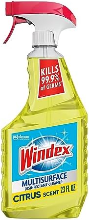 Windex Multisurface Cleaner and Disinfectant Spray, Kills 99.9% of Germs, Viruses and Bacteria, Citrus Fresh Scent, 23 Fl Oz