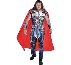 Party City Thor Costume for Men, Thor: Love and Thunder - Marvel Costume Includes Jumpsuit, Cape, Belt, & Gauntlets - Costu…