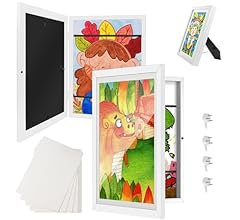 Wuciray 2pcs Marco dibujos Infantiles con A4 20 Dibujos Apertura Frontal Cuadro Guardar Dibujos Cambiar Almacenamiento Obra…