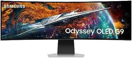 SAMSUNG 49" Odyssey OLED G9 (G95SC) Series Curved Smart Gaming Monitor, 240Hz, 0.03ms, G-Sync Compatible, Dual QHD, Neo Quantum Processor Pro, LS49CG954SNXZA, 2023