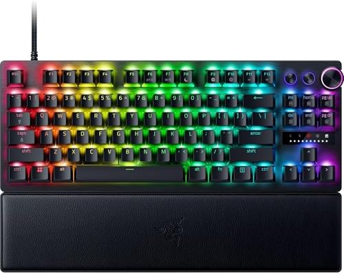 Razer Huntsman V3 Pro TKL Esports Gaming Keyboard: Analog Optical Switches - Razer Snap Tap - Rapid Trigger - Adjustable Actuation - Media Keys & Dial - Doubleshot PBT Keycaps - Wrist Rest - Black