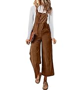 Happy Sailed Women Corduroy Overalls Casual Loose Sleeveless Adjustable Strap Wide Leg Jumpsuits ...