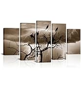 RyounoArt Raven Canvas Wall Art Crow Raven on Lightning Tree Branches Picture Prints Gothic Paint...