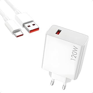 Carregador de parede USB-C PD ultra rápido de 120 W com cabo, 220V, 110V, compatível com todos os telefones celulares Com ...