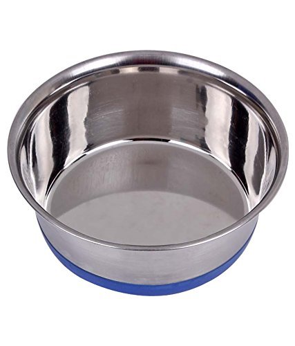 Pets Empire Dog Bowl with Silicone Base - Color May Vary (1 Piece) Steel Bowl (450 ML)