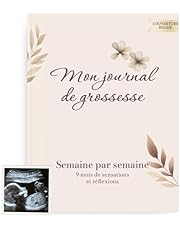 HuBorns - Journal de Grossesse pour Capturer chaque Moment Semaine par Semaine avec de l&#39;Espace pour les Photos et l&#39;Échographie, Livre Grossesse Future Maman (Beige, Français)