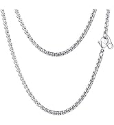 PROSTEEL Stainless Steel Chain Necklace for Men Women, Wheat Chain/Rope Chain/Box Chain, Black/Si...