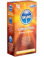 Skins AMSKUT12 Ultra Thin Premium Condoms Multipack, No Latex Smell and Extra Lubrication, Pack of 12