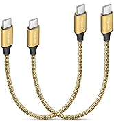 etguuds Gold Short USB C to USB C Cable [1ft, 2-Pack], 60W/3A Fast Charging Type C to Type C Char...