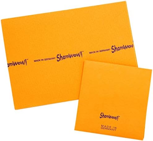 ShamWow- New & Improved Super Absorbent Multi-Purpose Cleaning Shammy Chamois Towel Cloth - Holds 10X its Weight in Liquid - Zinc Treated Odor Fibers - Machine Washable (2 Pack Mini & Large)