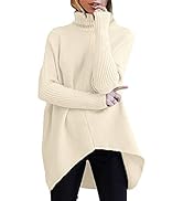 ANRABESS Womens Oversized Turtleneck Batwing Long Sleeve Casual Cozy Baggy Knit Pullover Tunic Sw...