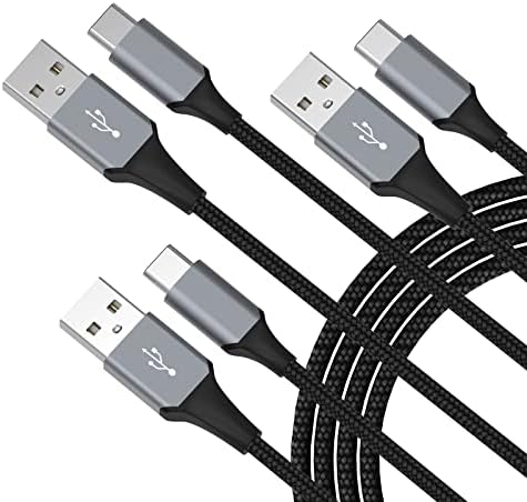 Hrbzo USB C Cable 3-Pack(3ft/6ft/6ft), USB A to USB C Fast Charger Cord Nylon Braided Compatible with 15/Plus/Pro/Pro Max，Galaxy S22 S21 A51 S10 S9, and Other USB C Devices-Black