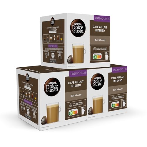 NESCAFÉ Dolce Gusto Café con Leche intenso, 48 cápsulas, Intensidad 9 (3 pack x 16)