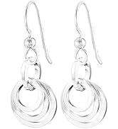 Sterling Silver Earrings For Women - Small Silver Dangle Loop Earrings for Women Trendy - Simple ...