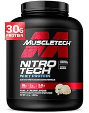 MuscleTech Whey Protein Powder, Nitro-Tech Whey Protein Isolate + Peptides, Lean Protein Powder with Creatine, Sports Nutrition Protein Powder for Men &amp; Women, Vanilla, 1.81kg (40 Servings)