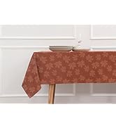 PurpleEssences Rustic Damask Maple Leaves Fall Tablecloth, 60x104 Inch Jacquard Cloth Autumn Harv...