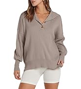 ANRABESS Women's Fashion Long Sleeve Button Up V Neck Drop Shoulder Oversized Slouchy Ribbed Knit...