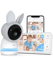 ARENTI 2K/3MP Camara Vigilancia Bebe con 5&#34; LCD Pantalla, PTZ 355° Vigilabebes con Camara,Sensor de Temperatura, Monitoreo de Movimiento, Visión Nocturna, Audio Bidireccional, con App Movil