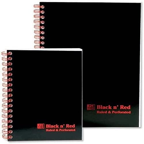 Oxford Black n' Red Black n Red Notebook Soft Cover Wirebound Perforated 90gsm Ruled 100 Pages A5 Ref D66369 [Pack of 10],black/red