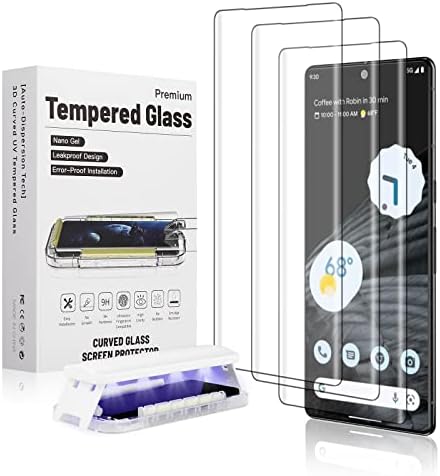 [3 Pack] Google Pixel 7 Pro Screen Protector Glass 3D Curved Tempered Glass Shield Support Fingerprint Unlocking, Scratch & Impact Protection, Full HD Clear & Touch Smoothly for Pixel 7 Pro 5G