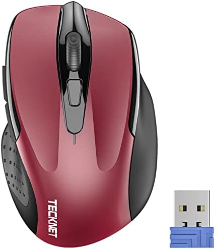 TECKNET Wireless Mouse, 2.4G Ergonomic Optical Mouse, Computer Mouse for Laptop, PC, Computer, Chromebook, Notebook, 6 Buttons, 24 Months Battery Life, 4000 DPI, 6 Adjustment Levels