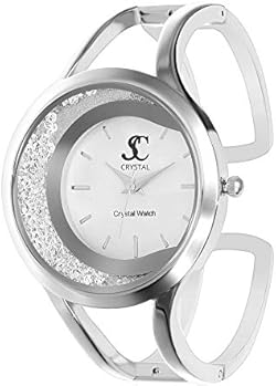 SC Crystal - Montre pour Femme, Ton Argent, Montre en Métal rhodié, Ajustable, Idée Montre Cadeau pour Femme -