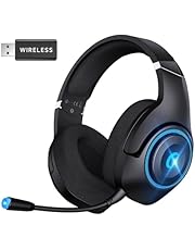 KAPEYDESI Gaming Headset Wireless, 2.4GHz Gaming Headphones Wireless with Noise Canceling Microphone for PS5, PS4, Fortnite &amp; Call of Duty/FPS Gamers, 40-Hr Battery Gamer Headphones for PC, Black