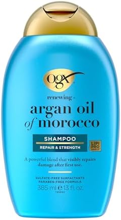 OGX Renewing Argan Oil of Morocco Shampoo, 13 fl. Oz - Hydrating, Moisturizing & Damage Repairing Shampoo for Dry, Damaged Hair, Paraben & Sulfate Free Surfactants