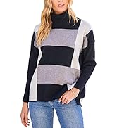 ANRABESS Women's Turtleneck Oversized 2022 Long Batwing Sleeve Spilt Hem Knit Tunic Pullover Swea...