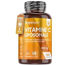 Vitamine C Liposomale 1000mg - 180 Gélules Vegan (3 mois) - Antioxydant, Anti Fatigue, Immunité Adulte, Vitamine C Gélules,…