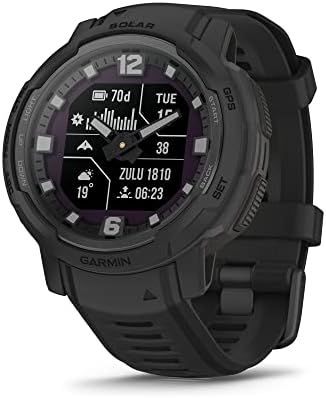 Garmin Instinct Crossover Solar - Tactical Edition, Rugged Hybrid Smartwatch with Solar Charging Capabilities, Tactical-Specific Features, Analog Hands and Digital Display, Black