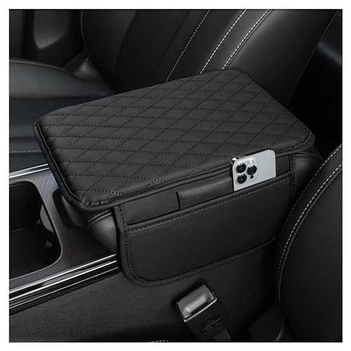 Upgraded Car Center Console Cover,Microfiber Leather Car Armrest Cover Cushion with 2 Storage Bags,Universal Car Armrest Stor