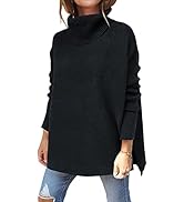 ANRABESS Women's Turtleneck Oversized 2023 Long Batwing Sleeve Spilt Hem Knit Tunic Pullover Swea...