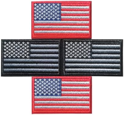 Acaed 4 PCS American United States Flag Patch, Full Embroidery Badge Hook & Loop Tactical 2"x3.15" USA Flag Military Patches, Professional Embroidered for Caps Bags Vests Uniforms, US Flag Patch