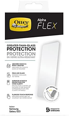 OtterBox Alpha Flex Antimicrobial Screen Protector for Galaxy S23, Flawless Touch Response, Fingerprint Resistant, Precision Fit, Vibrant Clarity