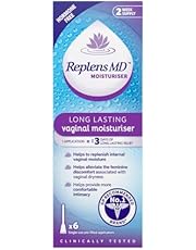 Replens Long Lasting Vaginal Moisturiser, Up to 3 days of long-lasting relief from vaginal dryness, Relieves Discomfort, Hormone Free, Clinically Tested, Pack of 6 Pre-Filled Applicators