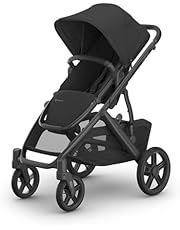 UPPAbaby Vista V3 Stroller - Full-Size Single-to-Double Stroller System - Toddler Seat, Bug Shield, Rain Shield, and Storage Bag Included - Jake (Charcoal/Carbon Frame/Black Leather)