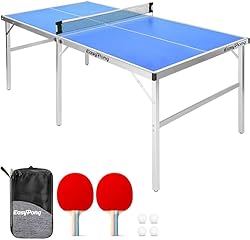 EasyPong® | Table de Ping Pong Bleu | 182x91cm | Qualité Premium | Facile à Transporter | Stable | Idéale pour