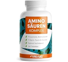 Aminosäuren Komplex hochdosiert - 240 Tabletten - 6.000 mg Aminosäuren pro Tag - 9 essentielle Aminosäuren + 3 Co-Faktoren:…