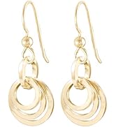 Simple 14K Yellow Gold-Filled Short Circle Drop Earrings Cute Trendy Jewelry Gift Idea Elegant Ro...