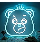 Blue Bear Neon Sign for Wall Decor Grumpy Bear Led Light Room Decor Bear Neon Light Bear Gift for...