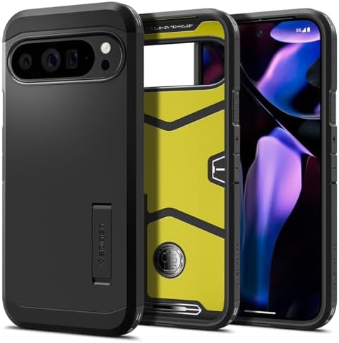 Spigen Tough Armor Designed for Pixel 9 Pro XL Case (2024) [Military-Grade Protection] [Kickstand] - Black