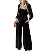 Happy Sailed Womens Loose Casual Jumpsuits Overalls One Piece Long Sleeve Wide Leg Long Pant Romp...